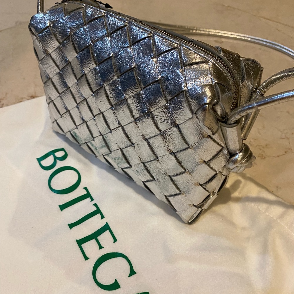 Bottega Veneta Mini Nodini Metallic Leather Crossbody Bag